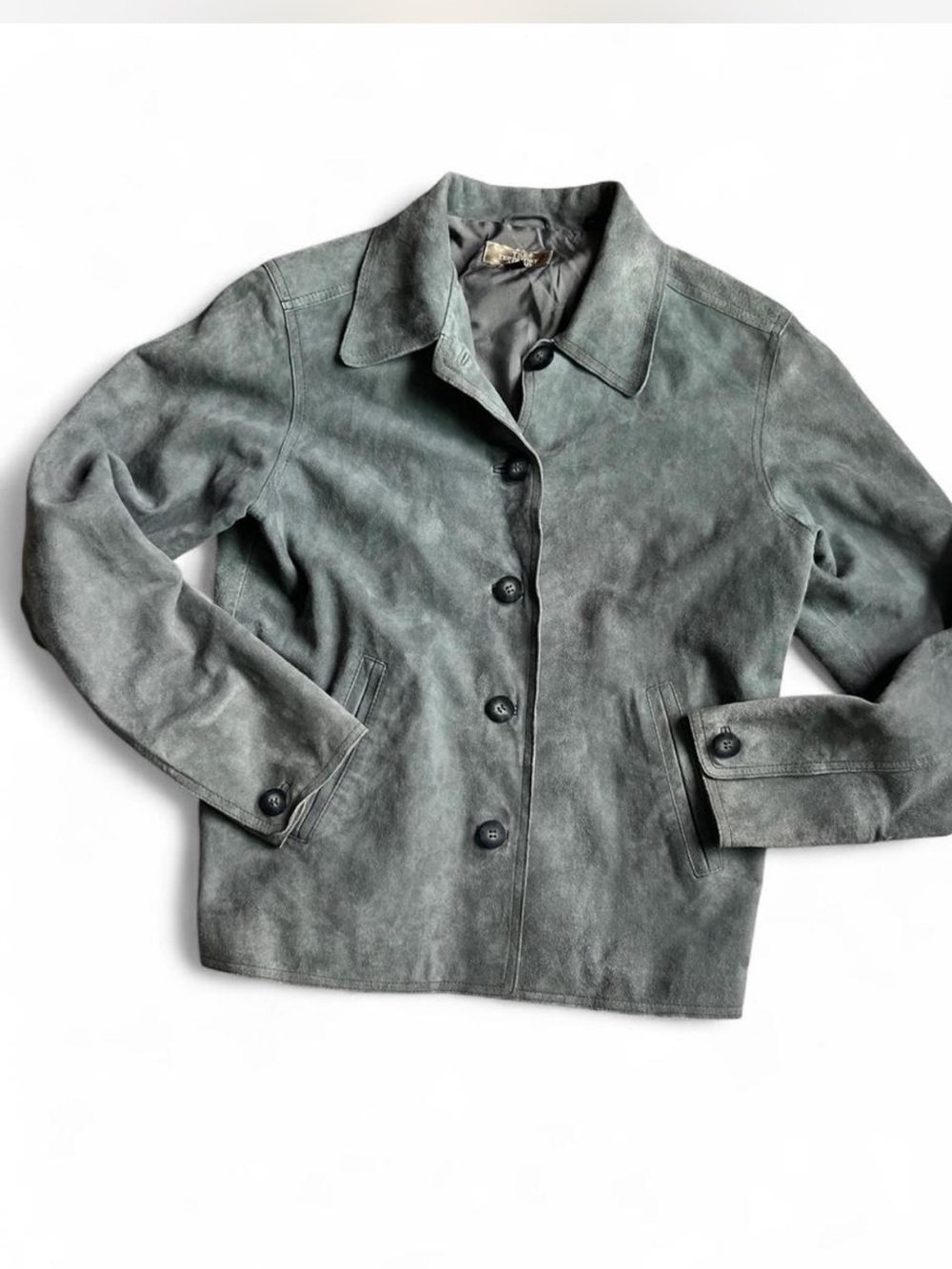 The Territory Ahead Slate Grey Suede Button Front Shacket Jacket Size XS